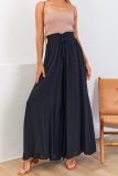Casual Solid Patchwork Loose High Waist Wide Leg Solid Color Bottoms