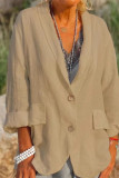 Fashion Casual Solid Buttons Turn-back Collar Outerwear