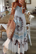 Casual Print Tie Dye U Neck Straight Dresses