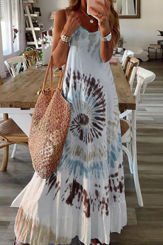 Casual Print Tie Dye U Neck Straight Dresses