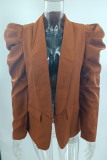 Work Solid Solid Color Turn-back Collar Outerwear