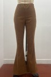 Fashion Casual Solid Solid Color Boot Cut High Waist Solid Color Bottoms