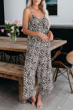 Casual Patchwork Tie-dye Spaghetti Strap Straight Jumpsuits