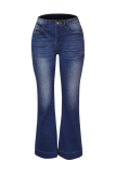 Casual Gradual Change Patchwork Mid Waist Boot Cut Denim Jeans