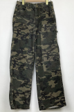 Casual Camouflage Print Patchwork Harlan Mid Waist Harlan Full Print Bottoms
