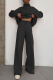 Casual Solid Patchwork Turtleneck Long Sleeve Two Pieces