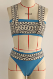 Vacation Print Patchwork Swimwears