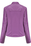 Fashion Street Solid Patchwork Zipper Zipper Collar Outerwear