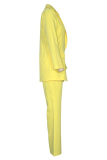 Fashion Solid Patchwork Turndown Collar Long Sleeve Two Pieces