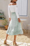 Casual Print Flounce Boot Cut Mid Waist Type A Full Print Bottoms