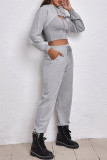 Street Sportswear Solid Solid Color Hooded Collar Long Sleeve Two Pieces