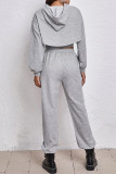 Street Sportswear Solid Solid Color Hooded Collar Long Sleeve Two Pieces