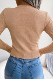 Sweet Street Solid Hollowed Out O Neck Tops
