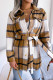 Elegant Plaid Striped Bandage Turndown Collar Outerwear