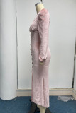 Elegant College Solid Solid Color V Neck Wrapped Skirt Dresses