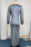 Elegant College Solid Solid Color V Neck Wrapped Skirt Dresses