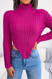 Street Solid Asymmetrical Half A Turtleneck Tops