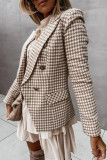 Work Elegant Plaid Print Patchwork Turn-back Collar Outerwear