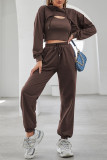 Street Sportswear Solid Solid Color Hooded Collar Long Sleeve Two Pieces