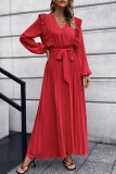 Elegant Solid Solid Color V Neck A Line Dresses