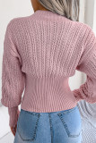 Street Solid Hollowed Out Solid Color V Neck Tops