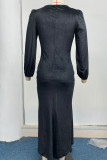 Elegant College Solid Solid Color V Neck Wrapped Skirt Dresses