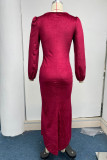 Elegant College Solid Solid Color V Neck Wrapped Skirt Dresses