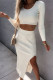 Casual Elegant Solid Slit U Neck Long Sleeve Two Pieces