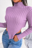 Street Solid Asymmetrical Half A Turtleneck Tops