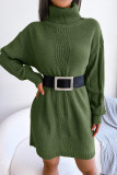 Elegant Solid Without Belt Turtleneck One Step Skirt Dresses