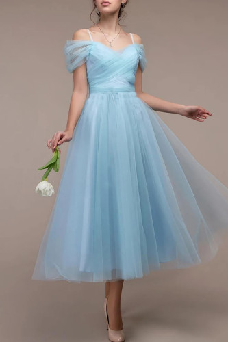 Sexy Elegant Formal Solid Mesh Off the Shoulder Ball Gown Dresses