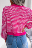 Street Plaid Striped Buttons Contrast V Neck Tops