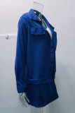 Casual Sweet Print Solid Pocket Buckle Turndown Collar Long Sleeve Two Pieces
