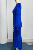 Elegant College Solid Solid Color V Neck Wrapped Skirt Dresses