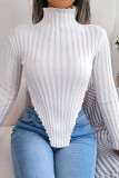 Street Solid Asymmetrical Half A Turtleneck Tops