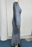 Elegant College Solid Solid Color V Neck Wrapped Skirt Dresses