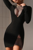 Sexy Solid Patchwork Asymmetrical V Neck Wrapped Skirt Dresses