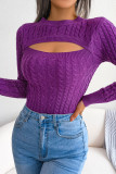 Sweet Street Solid Hollowed Out O Neck Tops