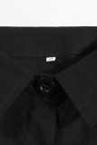 Elegant Solid Pocket Frenulum Solid Color Turndown Collar Long Sleeve Dresses