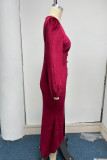 Elegant College Solid Solid Color V Neck Wrapped Skirt Dresses
