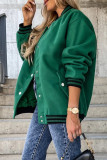 Casual Street Color Block Buckle Contrast O Neck Outerwear