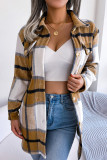 Elegant Plaid Striped Bandage Turndown Collar Outerwear