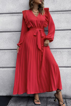 Elegant Solid Solid Color V Neck A Line Dresses