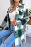 Elegant Plaid Striped Bandage Turndown Collar Outerwear
