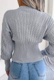 Street Solid Hollowed Out Solid Color V Neck Tops
