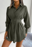 Sweet Elegant Solid Buckle Buttons Turndown Collar Irregular Dress Dresses