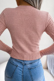 Sweet Street Solid Hollowed Out O Neck Tops