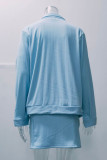Casual Sweet Print Solid Pocket Buckle Turndown Collar Long Sleeve Two Pieces