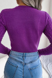 Sweet Street Solid Hollowed Out O Neck Tops