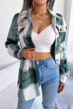 Elegant Plaid Striped Bandage Turndown Collar Outerwear